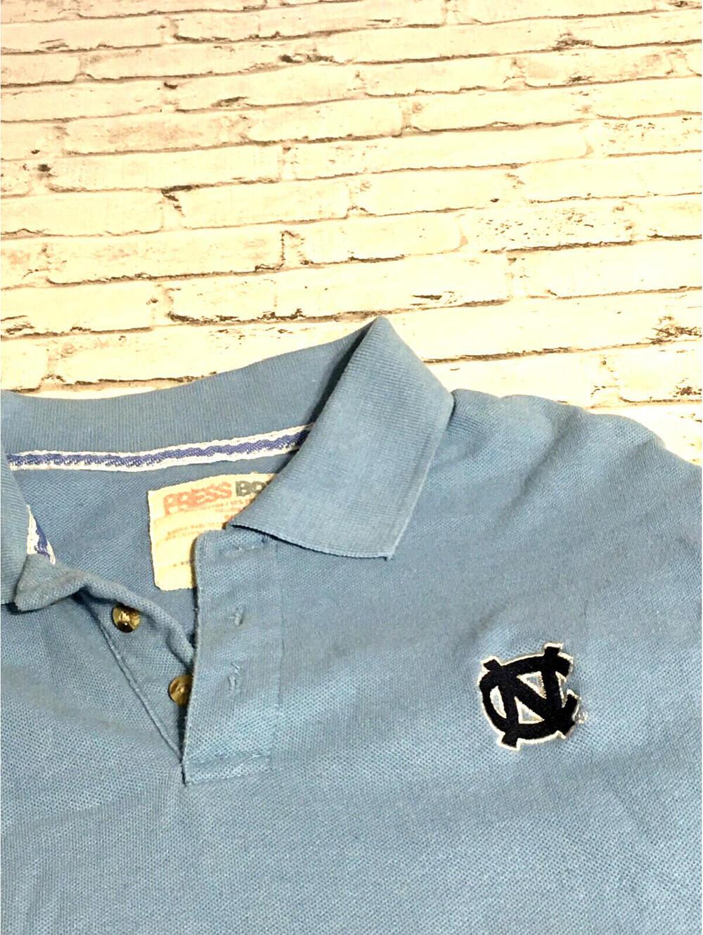 Large  Light Blue North Carolina Tar Heels Polo Shirt Mens